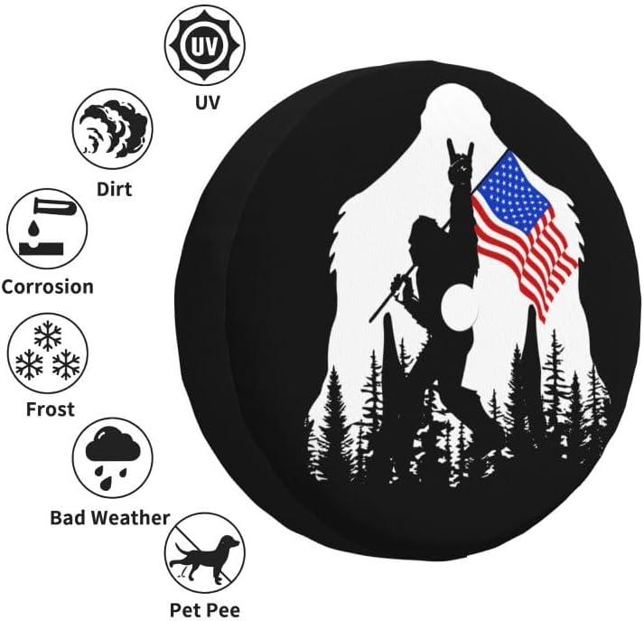 IUSCUST American Flag Camping Spare Tire Cover with Backup Camera Hole Leather Wheel Covers for Wrangler JL (17" for tire's Diameter 31"-32") - Image 1